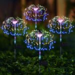 ��Over $60 Get 10% Off��Outdoor Solar Garden Lights , Upgraded 124 LED Colorful Fireworks Solar Lights