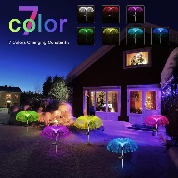 Vosaro Solar Yard Lights Decorative, 7 Color Changing Solar Powered Stake Light