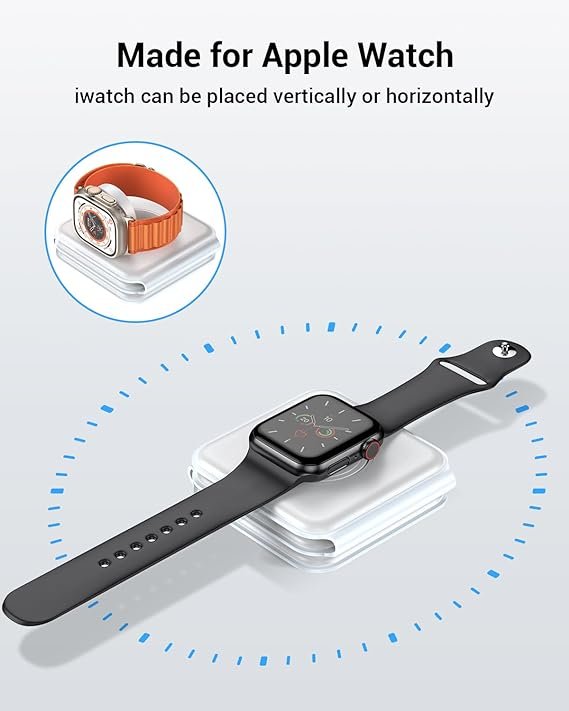 Wireless Charger, Magnetic Foldable 3 in 1 Mag-Safe Charger, Fast Travel Wireless Charging Station for iPhone 15/14/13/12/ Series,for iWatch,for AirPods (Adapter Included)