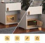 ⏰طاولة جانبية ذكية مع خزنة، طاولة جانبية LED متعددة الوظائف، طاولة جانبية حديثة مع 3 ألوان LED، محطة شحن لاسلكية، طاولة بجانب السرير لغرفة النوم