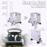 ⚡Clearance Price 17.59 ر.ق🎁FELICON Folding Climber Utility Cart Rolling Crate Tote on Rotate Wheels with Adjustable Handle Hidden Lid Cup Holder Storage Toolbox for Teacher Office File Move Shop Travel Laundry Grocery